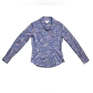 Levi’s blue & pink paisley pearl snap button down long sleeve shirt XS